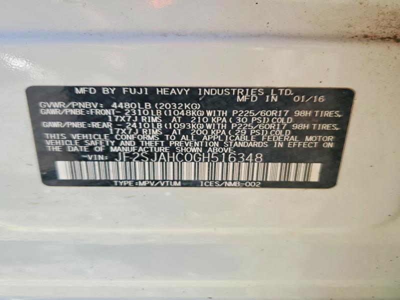 Продаж на аукціоні авто 2016 Subaru Forester, vin: JF2SJAHC0GH516348, номер лоту: 50422246
