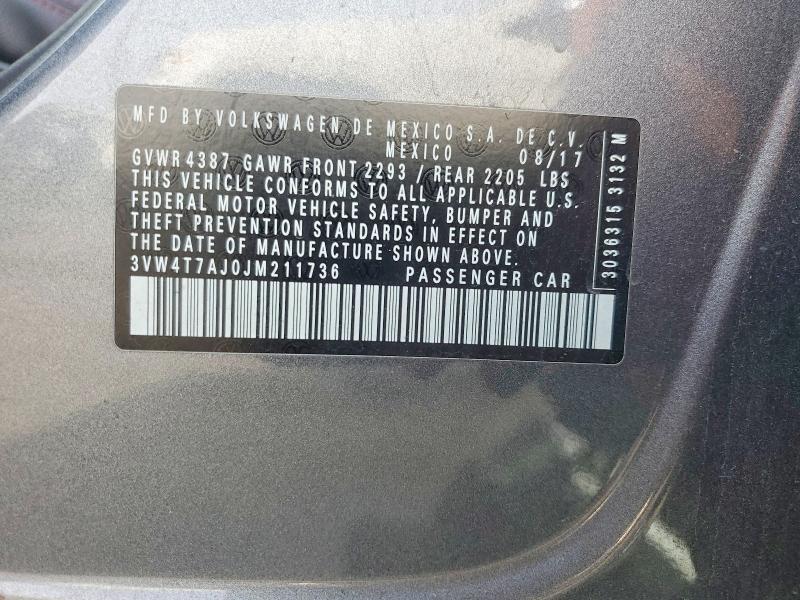Продажа на аукционе авто 2018 Volkswagen Jetta, vin: 3VW4T7AJ0JM211736, номер лота: 51609176