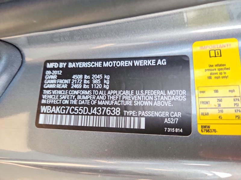 2013 Bmw 335 მანქანა იყიდება აუქციონზე, vin: WBAKG7C55DJ437638, აუქციონის ნომერი: 46762016