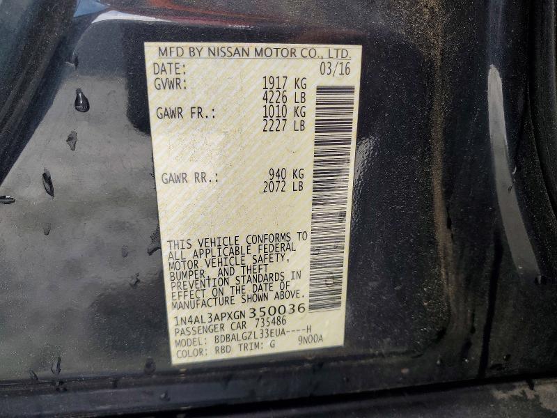 Продажа на аукционе авто 2016 Nissan Altima, vin: 1N4AL3APXGN350036, номер лота: 51484866
