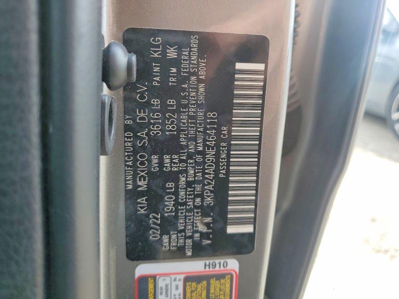 Продаж на аукціоні авто 2022 Kia Rio, vin: 3KPA24AD9NE464118, номер лоту: 47955346