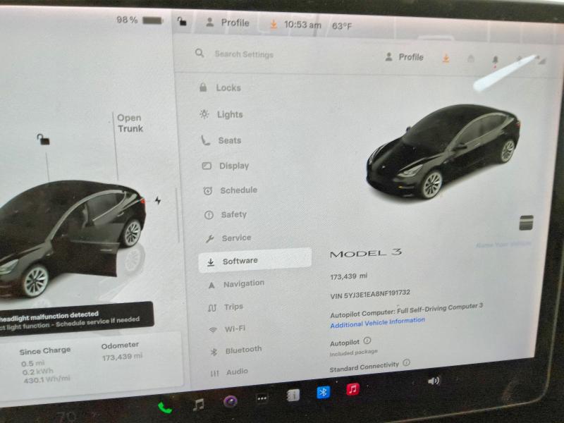 2022 Tesla Model 3 მანქანა იყიდება აუქციონზე, vin: 5YJ3E1EA8NF191732, აუქციონის ნომერი: 50634716