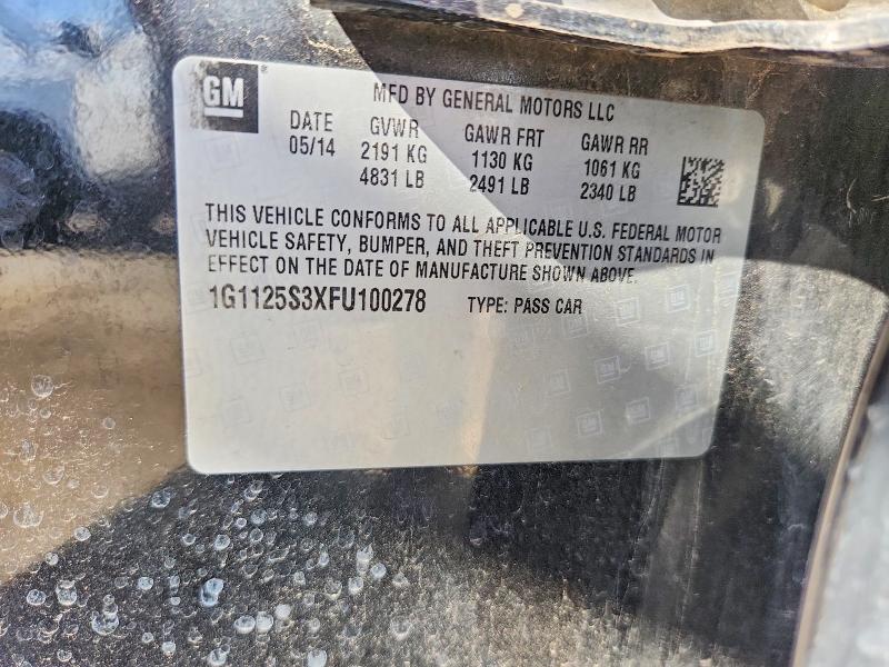 2015 Chevrolet Impala მანქანა იყიდება აუქციონზე, vin: 1G1125S3XFU100278, აუქციონის ნომერი: 51131126