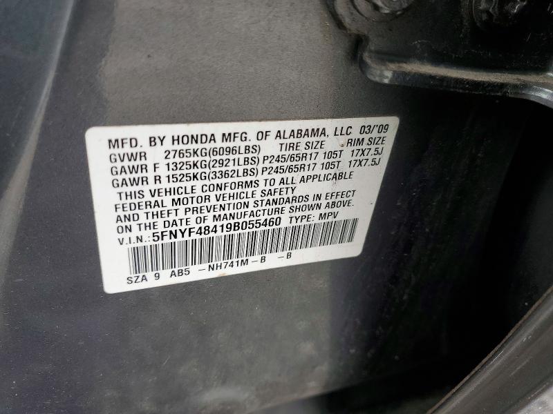Продаж на аукціоні авто 2009 Honda Pilot, vin: 5FNYF48419B055460, номер лоту: 51852766