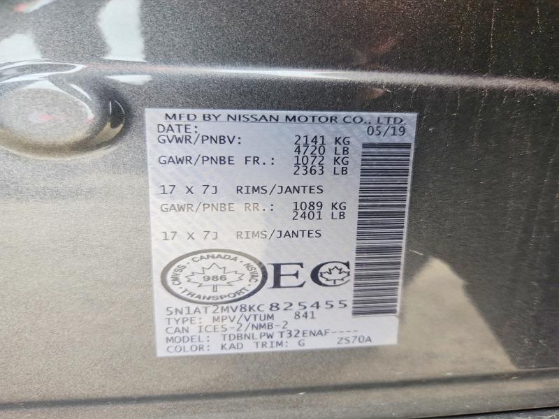 Продаж на аукціоні авто 2019 Nissan Rogue, vin: 5N1AT2MV8KC825455, номер лоту: 51311036