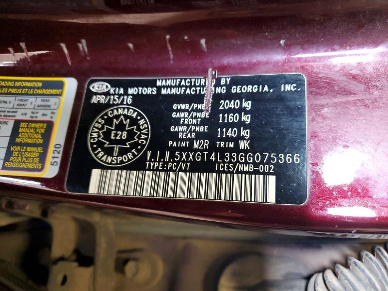 48071616 :رقم المزاد ، 5XXGT4L33GG075366 vin ، 2016 Kia Optima مزاد بيع