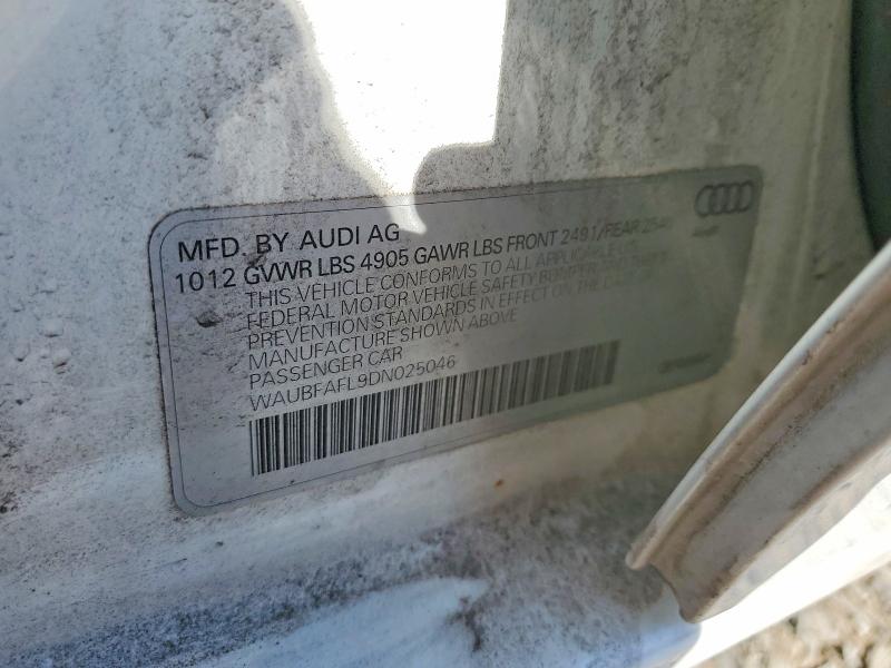 2013 Audi A4 მანქანა იყიდება აუქციონზე, vin: WAUBFAFL9DN025046, აუქციონის ნომერი: 49375686