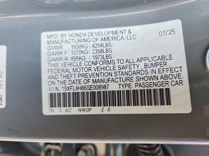Продаж на аукціоні авто 2025 Honda Civic, vin: 19XFL4H86SE008987, номер лоту: 50953516