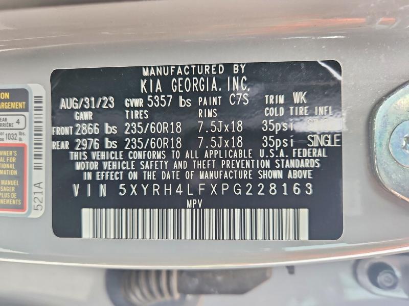 Продажа на аукционе авто 2023 Kia Sorento, vin: 5XYRH4LFXPG228163, номер лота: 51842286