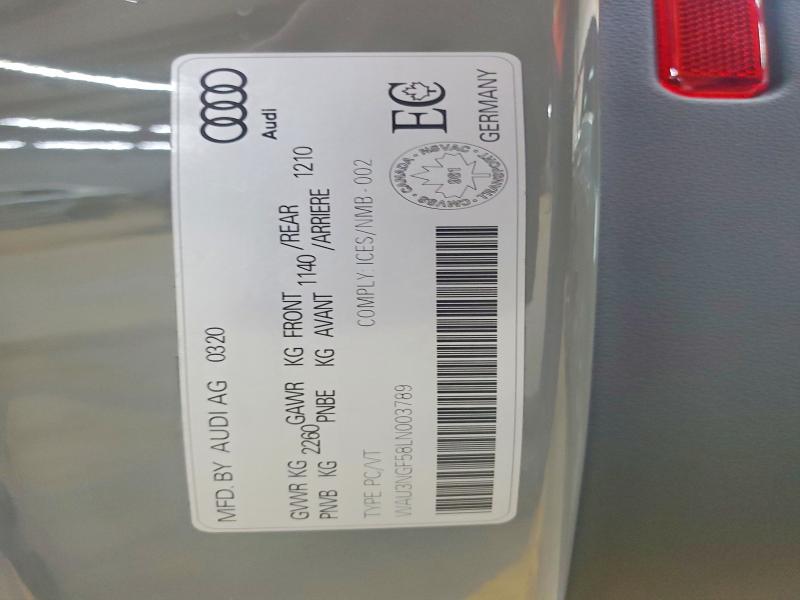 2020 Audi A5 მანქანა იყიდება აუქციონზე, vin: WAU3NGF58LN003789, აუქციონის ნომერი: 51808866