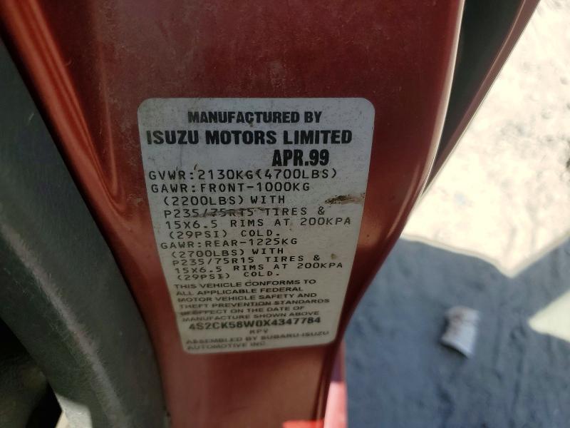 Aukcja sprzedaży 1999 Isuzu Rodeo, vin: 4S2CK58W0X4347784, numer aukcji: 48999866