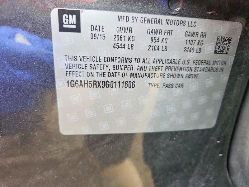 2016 Cadillac Ats მანქანა იყიდება აუქციონზე, vin: 1G6AH5RX9G0111606, აუქციონის ნომერი: 51096706