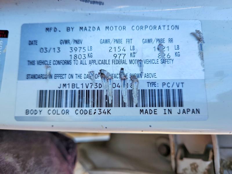 Aukcja sprzedaży 2013 Mazda 3, vin: JM1BL1V73D1804918, numer aukcji: 50415826