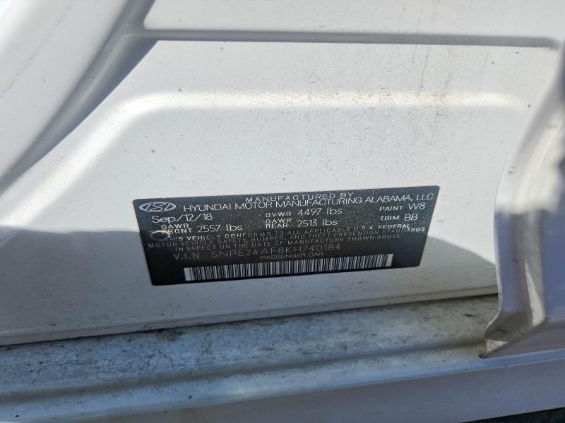 2019 Hyundai Sonata მანქანა იყიდება აუქციონზე, vin: 5NPE24AF8KH740184, აუქციონის ნომერი: 49643096
