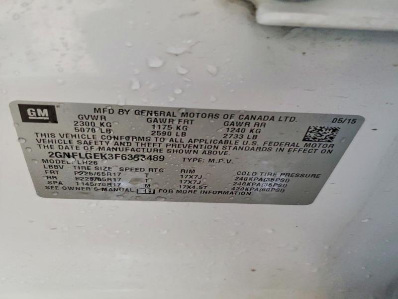 49451896 :رقم المزاد ، 2GNFLGEK3F6383489 vin ، 2015 Chevrolet Equinox مزاد بيع