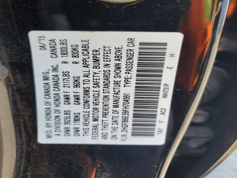 Aukcja sprzedaży 2015 Honda Civic, vin: 2HGFB6E59FH704991, numer aukcji: 50251886