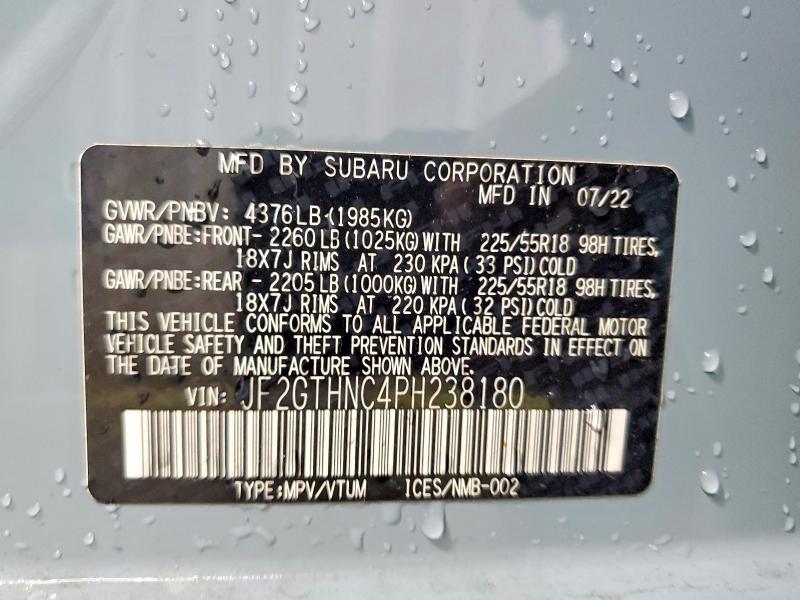 2023 Subaru Crosstrek მანქანა იყიდება აუქციონზე, vin: JF2GTHNC4PH238180, აუქციონის ნომერი: 49233496