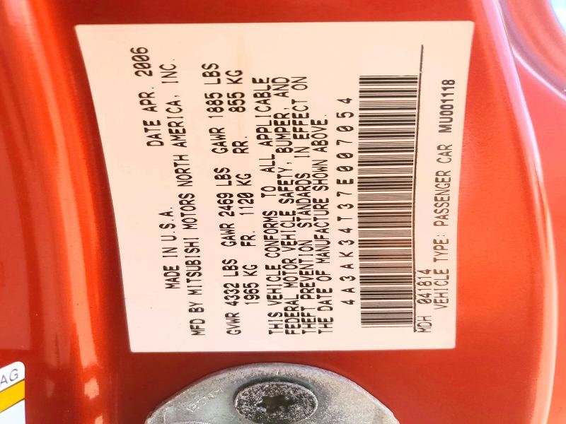 Продаж на аукціоні авто 2007 Mitsubishi Eclipse, vin: 4A3AK34T37E007054, номер лоту: 49907376
