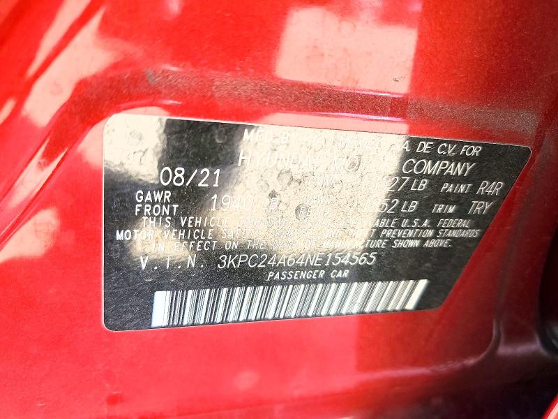 Продажа на аукционе авто 2022 Hyundai Accent, vin: 3KPC24A64NE154565, номер лота: 48659466