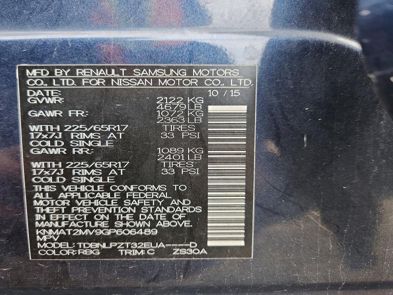 Продаж на аукціоні авто 2016 Nissan Rogue, vin: KNMAT2MV9GP606489, номер лоту: 51129386