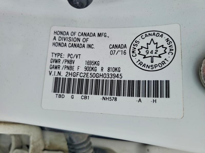 49323896 :رقم المزاد ، 2HGFC2E50GH033945 vin ، 2016 Honda Civic Lx 4dr مزاد بيع