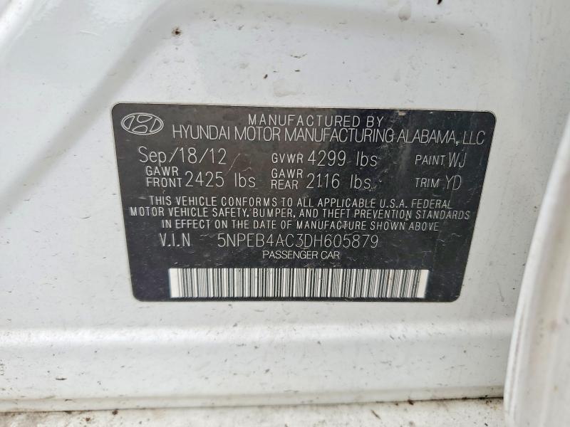 Продаж на аукціоні авто 2013 Hyundai Sonata, vin: 5NPEB4AC3DH605879, номер лоту: 51883196