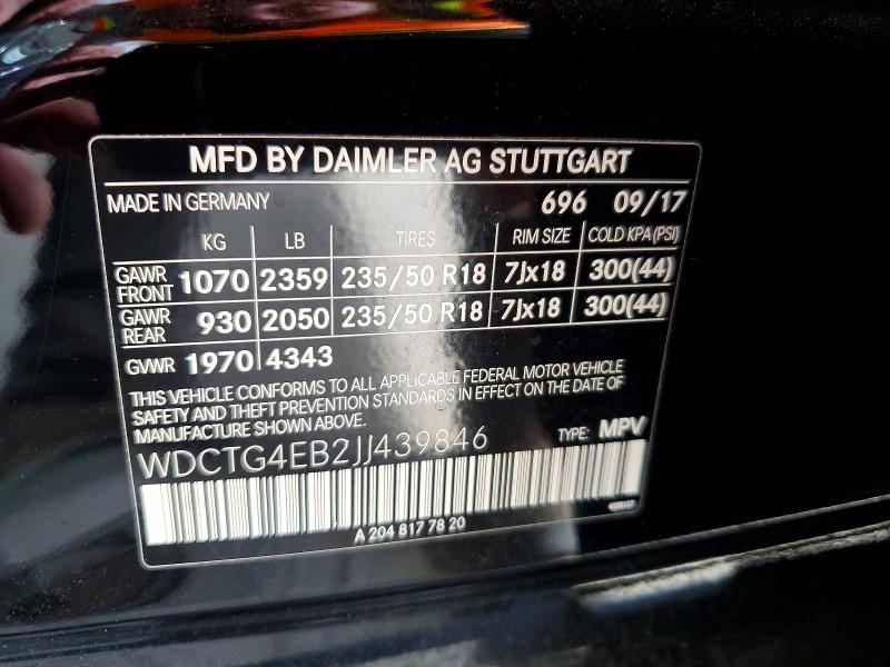 Продажа на аукционе авто 2018 Mercedes-benz Gla, vin: WDCTG4EB2JJ439846, номер лота: 49506806