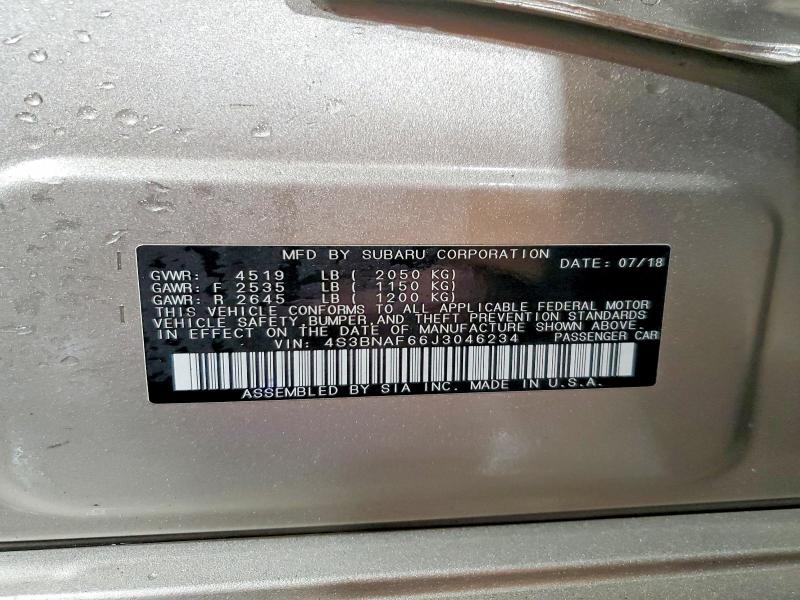 Aukcja sprzedaży 2018 Subaru Legacy, vin: 4S3BNAF66J3046234, numer aukcji: 48514506