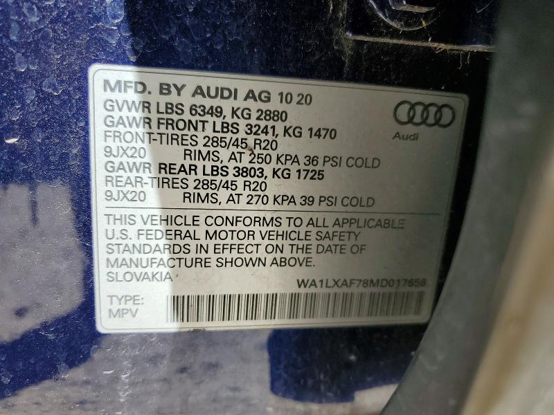 Aukcja sprzedaży 2021 Audi Q7, vin: WA1LXAF78MD017656, numer aukcji: 48671946