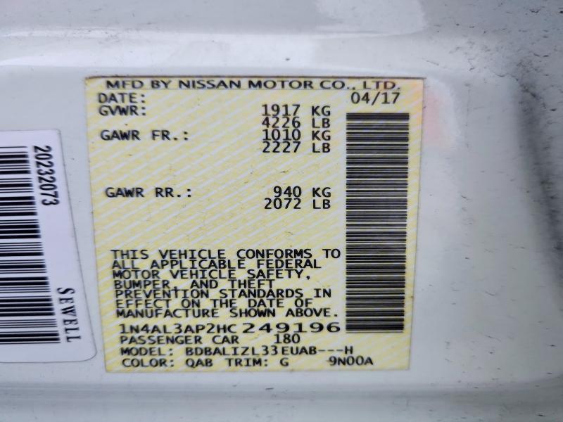 Aukcja sprzedaży 2017 Nissan Altima, vin: 1N4AL3AP2HC249196, numer aukcji: 49930586