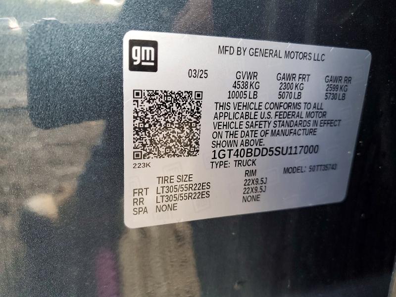 49241446 :رقم المزاد ، 1GT40BDD5SU117000 vin ، 2025 Gmc Hummer Pickup مزاد بيع