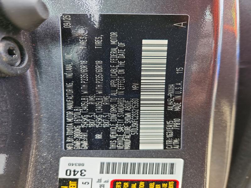 2025 Toyota Sienna მანქანა იყიდება აუქციონზე, vin: 5TDJSKFC2SS215360, აუქციონის ნომერი: 49424696