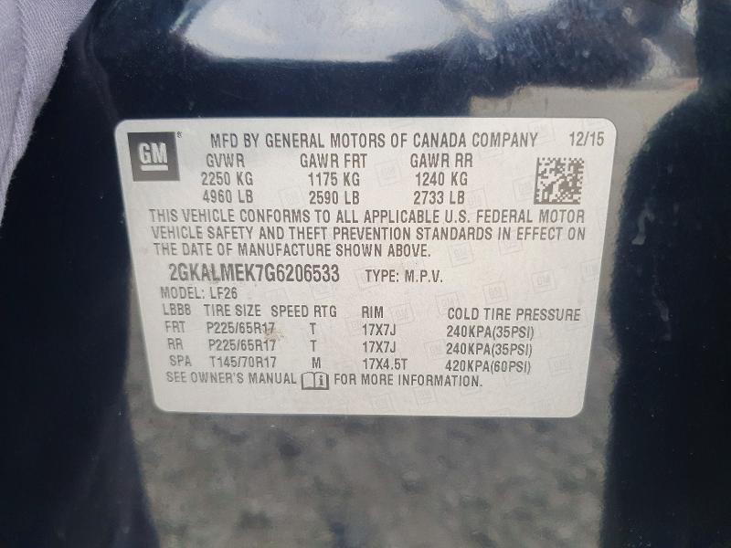Продаж на аукціоні авто 2016 Gmc Terrain, vin: 2GKALMEK7G6206533, номер лоту: 50072286