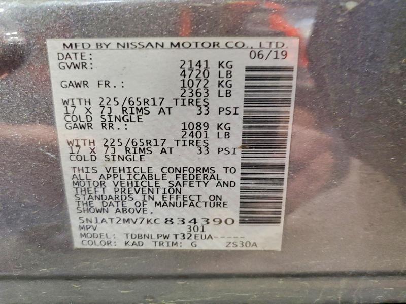 Продажа на аукционе авто 2019 Nissan Rogue, vin: 5N1AT2MV7KC834390, номер лота: 51432046