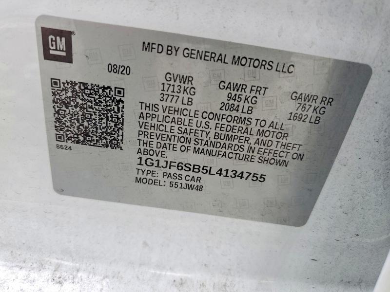 Aukcja sprzedaży 2020 Chevrolet Sonic, vin: 1G1JF6SB5L4134755, numer aukcji: 51210396