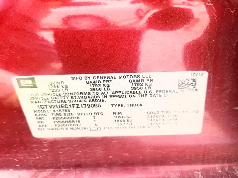 Продажа на аукционе авто 2015 Gmc Sierra, vin: 1GTV2UEC1FZ179065, номер лота: 49296156