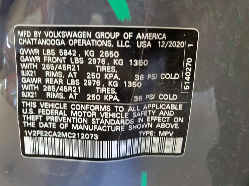 Aukcja sprzedaży 2021 Volkswagen Atlas Cross Sport, vin: 1V2FE2CA2MC212073, numer aukcji: 50785646