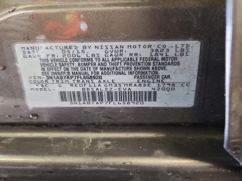 2015 Nissan Sentra მანქანა იყიდება აუქციონზე, vin: 3N1AB7AP7FL658920, აუქციონის ნომერი: 51659676