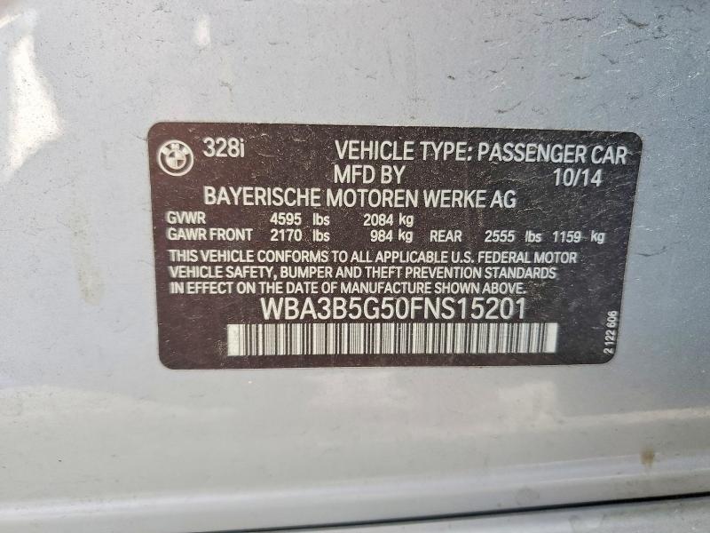 48401516 :رقم المزاد ، WBA3B5G50FNS15201 vin ، 2015 Bmw 328 مزاد بيع
