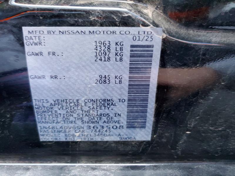 Продажа на аукционе авто 2025 Nissan Altima, vin: 1N4BL4DV6SN363508, номер лота: 49465866