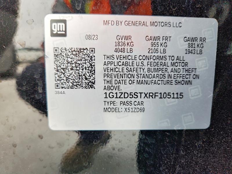 2024 Chevrolet Malibu მანქანა იყიდება აუქციონზე, vin: 1G1ZD5STXRF105115, აუქციონის ნომერი: 48791766