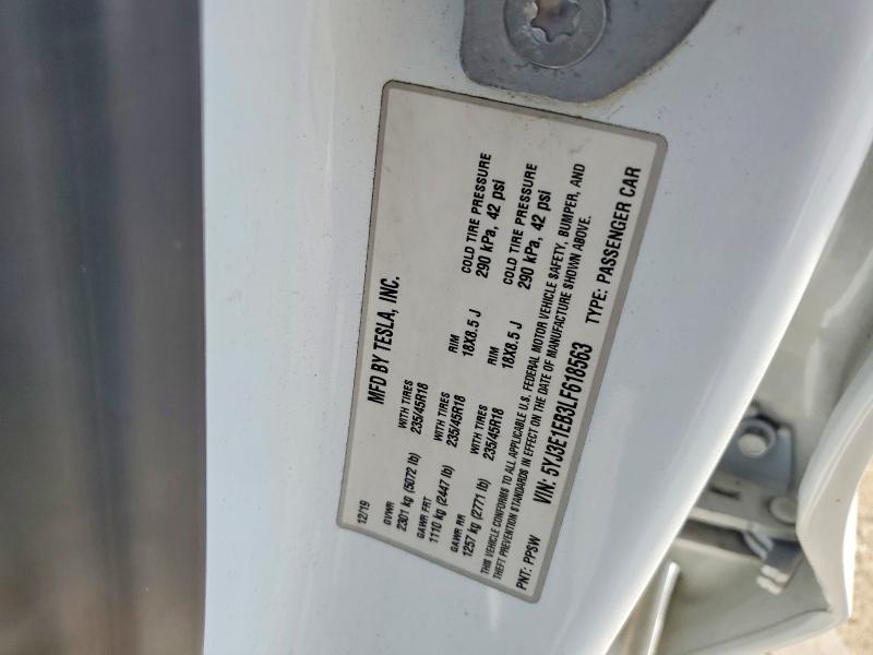 Продажа на аукционе авто 2020 Tesla Model 3, vin: 5YJ3E1EB3LF618563, номер лота: 50094456