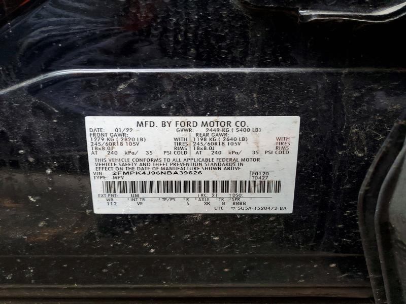2022 Ford Edge მანქანა იყიდება აუქციონზე, vin: 2FMPK4J96NBA39626, აუქციონის ნომერი: 51265346