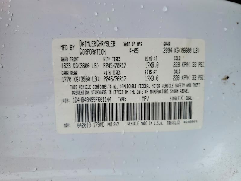 Auction sale of the 2005 Dodge Durango, vin: 1D4HB48N95F601144, lot number: 51427396