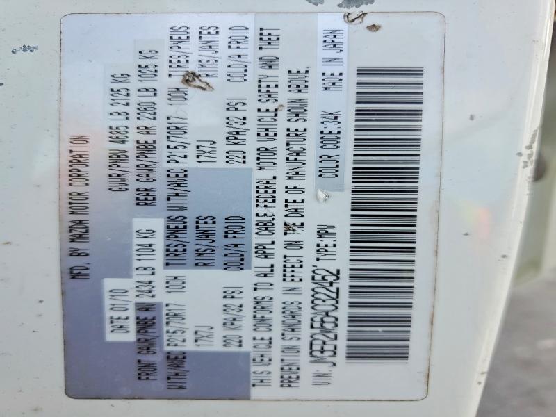48566406 :رقم المزاد ، JM3ER2W56A0322452 vin ، 2010 Mazda Cx-7 مزاد بيع