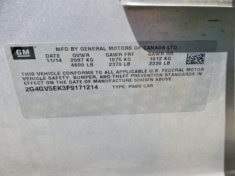 2015 Buick Regal მანქანა იყიდება აუქციონზე, vin: 2G4GV5EK3F9171214, აუქციონის ნომერი: 50526346