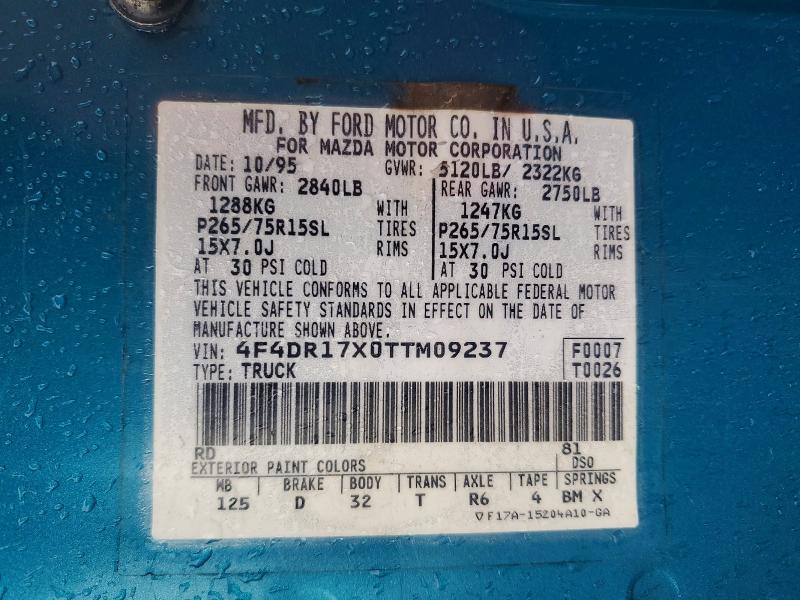 Aukcja sprzedaży 1996 Mazda B4000, vin: 4F4DR17X0TTM09237, numer aukcji: 49835466