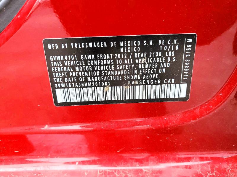 49980676 :رقم المزاد ، 3VW167AJ6HM261061 vin ، 2017 Volkswagen Jetta مزاد بيع
