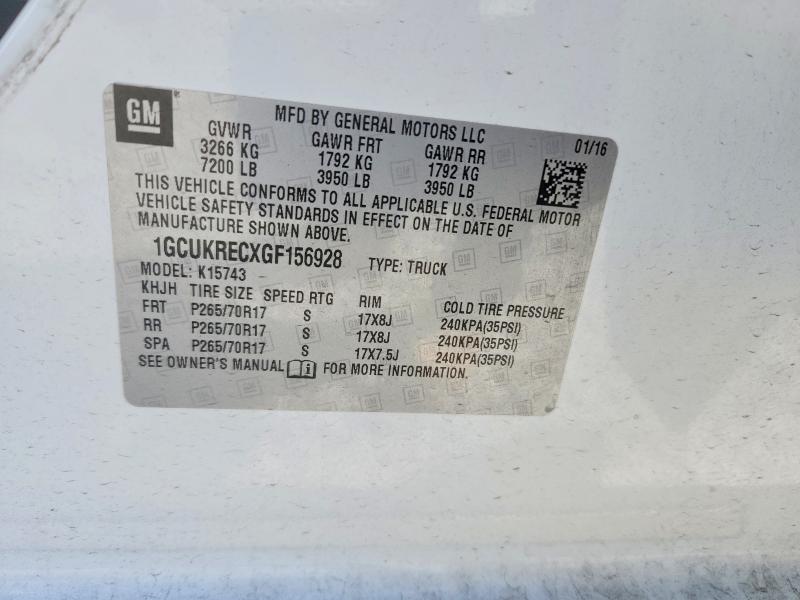 2016 Chevrolet Silverado მანქანა იყიდება აუქციონზე, vin: 1GCUKRECXGF156928, აუქციონის ნომერი: 51297846