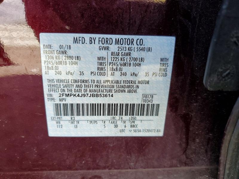 Aukcja sprzedaży 2018 Ford Edge, vin: 2FMPK4J97JBB53614, numer aukcji: 48828206